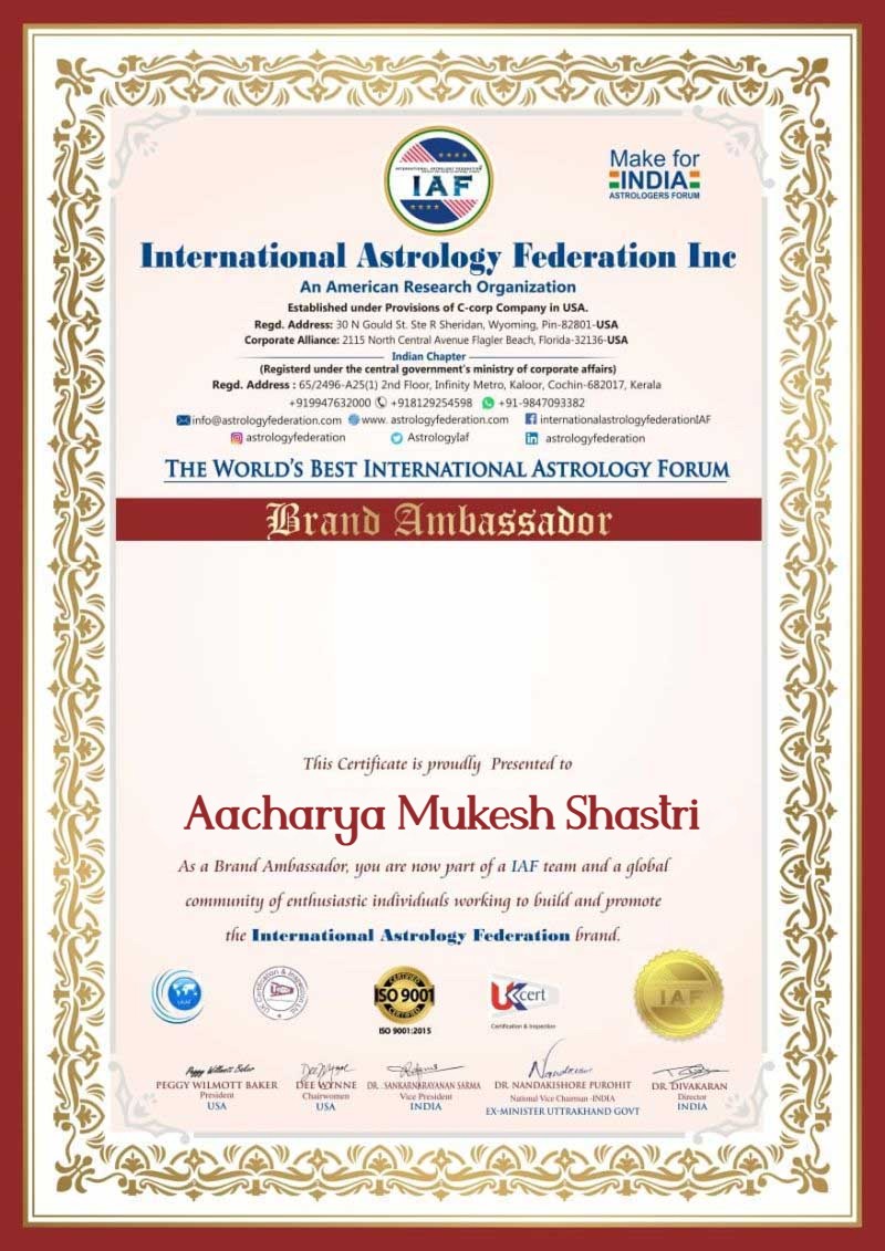Aacharya Mukesh Shastri award